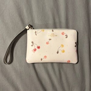 Coach Zip Wristlet Wallet White Cherry Never Used